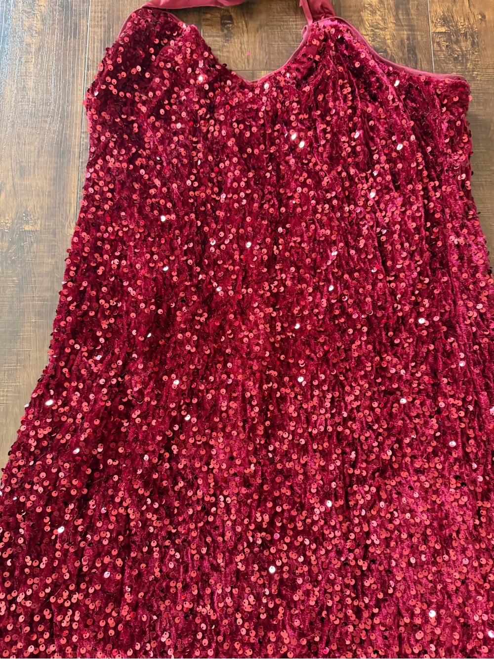 Cider Burgundy Sequin Halter Mini Dress - Picture 8 of 8